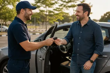 Profissional abrindo a porta de um carro com ferramentas especializadas.