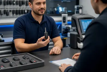 Profissional confeccionando uma chave codificada.
